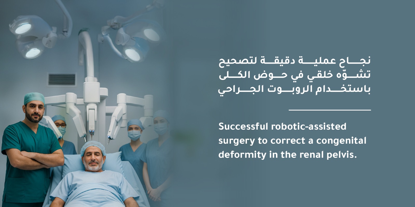نجاح عملية دقيقة لتصحيح تشوّه خلقي في حوض الكلى باستخدام الروبوت الجراحي في مستشفى المواساة بالخبر 